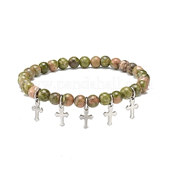4 Uds. Juego de pulseras elásticas de unakita natural&nbsp;BJEW-JB08588