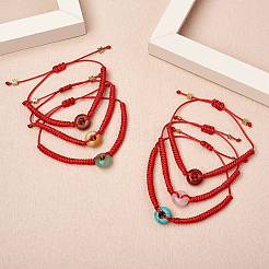 Браслет из плетеных бусин из синтетического золота&nbsp;BJEW-SW00047-06