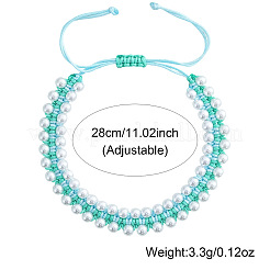Braccialetti di perline intrecciate con perle rotonde di imitazione&nbsp;OE8448-1