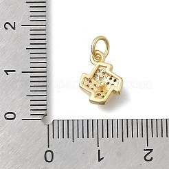 Breloques en laiton avec zircone cubique de micro pave&nbsp;KK-D431-036G