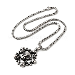 Ожерелья с подвеской в виде черепа из нержавеющей стали 304 для женщин и мужчин NJEW-Z076-01AS