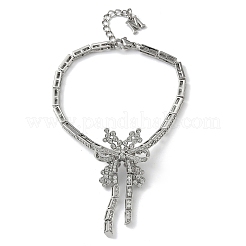 Браслеты-цепочки с бантом из латуни с микропаве из кубических цирконий для женщин BJEW-A279-01P