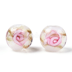 Светящиеся бусины лэмпворк из золота и песка ручной работы LAMP-T021-03F