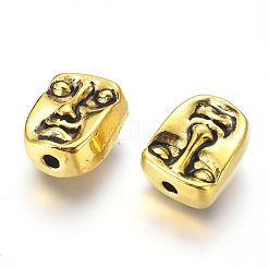 Тибетский стиль сплава человеческим лицом бусы X-TIBEP-GC184-AG-RS