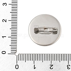 304ステンレススチールブローチカボションセッティング  フラットラウンド  ステンレス鋼色  19.5mm  トレイのサイズ：18mm&nbsp;STAS-E547-08D-P