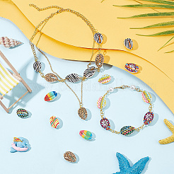 80шт 8 вида печатных натуральных бусин из ракушек каури SHEL-PH0001-40