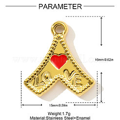 Подвески в форме сердца со словом «любовь» из нержавеющей стали 304 с эмалированным покрытием&nbsp;STAS-OY004-14G