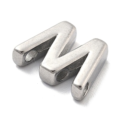 304ステンレススチールチャーム  レターチャーム  文字W  9.5x12x3mm  穴：1.6mm&nbsp;STAS-R138-07P-W
