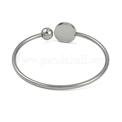 Заготовки для браслетов из нержавеющей стали 304 с плоским круглым подносом&nbsp;STAS-Z088-01P-05