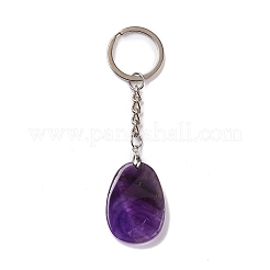 Natürlicher Amethyst Tropfen mit Spiralanhänger als Schlüsselanhänger&nbsp;KEYC-A031-02P-04