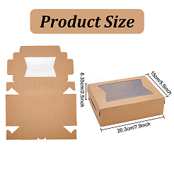 Boîtes-cadeaux de stockage de papier kraft rectangulaire avec fenêtre visible claire&nbsp;CON-WH0095-89