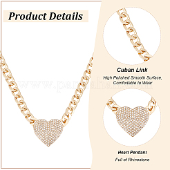 2 шт. 2-цветные подвески в форме сердца из кристаллов и страз с цепочками из сплава NJEW-AN0001-88