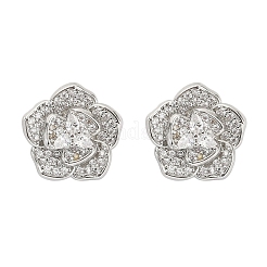 Серьги-гвоздики из латуни с микро-паве и прозрачным фианитом&nbsp;EJEW-M082-19P