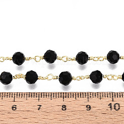 Цепочки ручной работы из латуни и стеклянных бусин KK-N281-11G