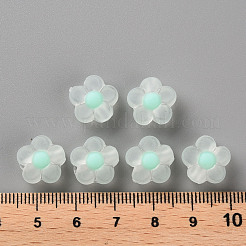 透明なアクリルビーズ  艶消し  二層ビーズ  花  アクアマリン  12x12.5x6mm  穴：2.5mm  約893個/500g&nbsp;TACR-S152-06C-SS2111
