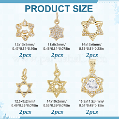 12pcs 6 estilos latón micro pavé colgantes de circonita cúbica&nbsp;KK-HY0004-49