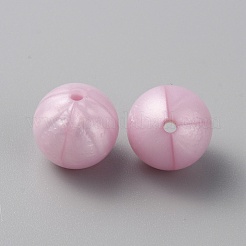 食品グレードの環境に優しいシリコーンビーズ  ラウンド  パールピンク  15x14.5mm  穴：2.5mm&nbsp;LS-SIL-TAC0004-10A