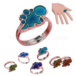 Динозавр сплав с эпоксидной смолой регулируемые кольца для пальцев для девочек FS-WG0F7DB-01