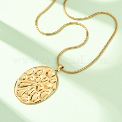 Colliers à pendentif ovale texturé en acier inoxydable 304 pour femmes&nbsp;NJEW-C117-01B-G