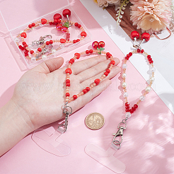 4 шт. 2-х видов стеклянных и акриловых мобильных ремешков HJEW-HY00113