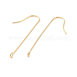 316サージカルステンレススチールピアスフック  垂直ループ付き  ゴールドカラー  39x3mm  穴：1.8mm  ピン：0.7mm&nbsp;X-STAS-E027-01A-G