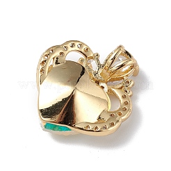 Colgantes de circonio cúbico transparente micro pavé de latón chapado en oro real de 18k&nbsp;KK-C015-11G-17
