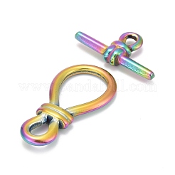 304ステンレススチールトグル留め具  電球  虹色  バー：13.5x26x4.5mm  穴：3mm  電球：34x17x4ミリメートル  穴：4.5x6mm  17x12mm。&nbsp;STAS-K216-02MC