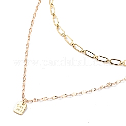 2 pièces rectangle de style 2 avec ensemble de colliers pendentif bonne chance&nbsp;NJEW-JN04009