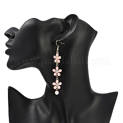 3 пара двухцветных сережек-цветков из цинкового сплава с эмалью&nbsp;EJEW-JE06462