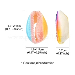 40 pz 5 stili stampati perline di conchiglia di ciprea naturale&nbsp;SSHEL-FS0001-02