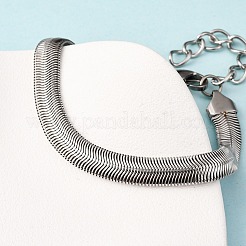 Браслеты из нержавеющей стали 304 с цепочками-елочками для женщин BJEW-P361-01P