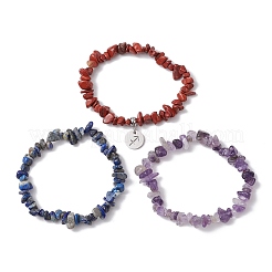 3 ensemble de bracelets extensibles à 3 styles en améthyste naturelle&nbsp;BJEW-JB11076-11