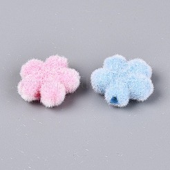 Флокированные непрозрачные акриловые бусины-цветы&nbsp;OACR-T030-06M