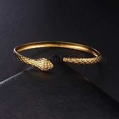 Браслет-манжета в виде змеи из нержавеющей стали 304&nbsp;LS-BJEW-F456-01G