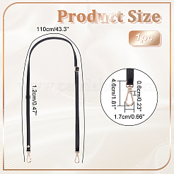 調節可能なレザーバッグストラップ  合金の留め金付き  ブラック  110x1.2cm&nbsp;DIY-WH0304-708A
