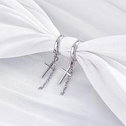 Серьги-кольца с крестом и обручем JE1075A