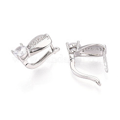 Серьги-кольца в форме слезы с микропаве из кубического циркония из латуни EJEW-T048-35P