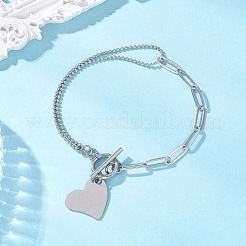 Браслеты с подвесками в форме сердца из нержавеющей стали 304&nbsp;BJEW-JB13110