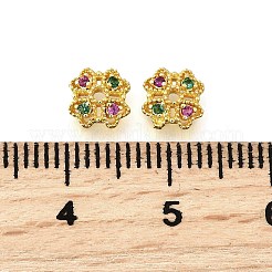 Колпачки для бусин из цветочной латуни с микропаве из кубического циркония KK-K300-01C-G