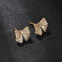 Ottone micro spianare orecchini zirconi&nbsp;EJEW-F418-07G