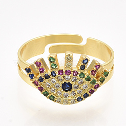 Регулируемые латунные кольца из микро-паве циркония&nbsp;RJEW-S044-026