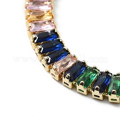 Braccialetti a catena con micro pavè di zirconi cubici in ottone placcato a cremagliera con chiusure pieghevoli&nbsp;BJEW-C052-02G-01
