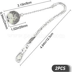 3 шт. 2 плоских круглых закладки с деревом жизни из цинкового сплава со светящейся поверхностью AJEW-GF0003-78