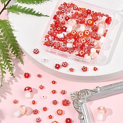 156 шт. 11 стиля стеклянных бусин миллефиори ручной работы LAMP-FS0001-29