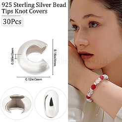 スターリングシルバーのつぶし玉カバー30個925個  銀  3x4x2mm&nbsp;STER-BBC0001-23