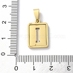 304ステンレススチールアルファベットペンダント  18KGP本金メッキ  長方形のチャーム  文字I  17.5x12x2mm  穴：7.5x3.5mm&nbsp;STAS-S152-01G-I