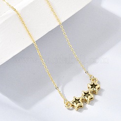 Collares con colgante de triple estrella de latón y vidrio&nbsp;KK-CBAB173-03G-02
