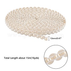 ナイロン編みレースリボン  カーブレーステープ  家の装飾のためのDIYソーイングクラフト  ビスク  1/2インチ（12mm）  15メートル/カードについて&nbsp;SRIB-WH0006-25A
