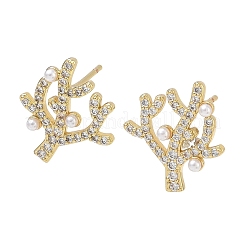 Boucles d'oreilles en laiton avec micro pavé de zircons cubiques pour femmes&nbsp;EJEW-A167-15G