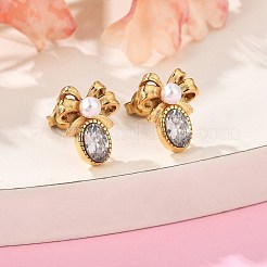 Серьги-гвоздики из нержавеющей стали 304 с микропаве из прозрачных кубических цирконий&nbsp;EJEW-I318-03G-01